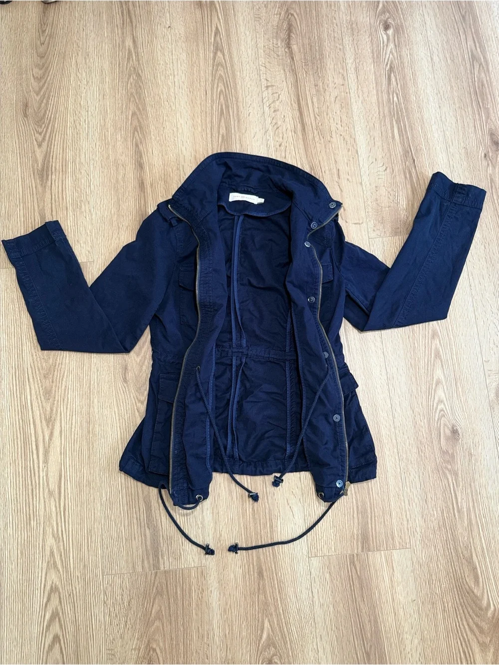 Tory Burch Dark Navy Cotton Utility Jacket with Drawstring Waist